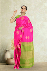 Hot Pink Pure Zari Borderless Kanjivaram Silk Saree 10059194
