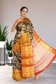 Green Pure Silk Tissue Bridal Korvai Kanjivaram Saree 10068039