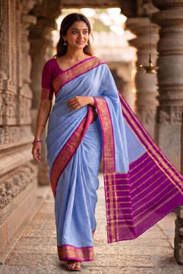Ice Blue Mysore Semi Crepe Silk Saree 10077212