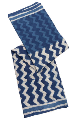 Indigo Blue Dyed Mulmul Cotton Saree 10075058