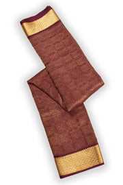 Rosewood Brown Mysore Crepe Silk Saree With Zari Border 10076656