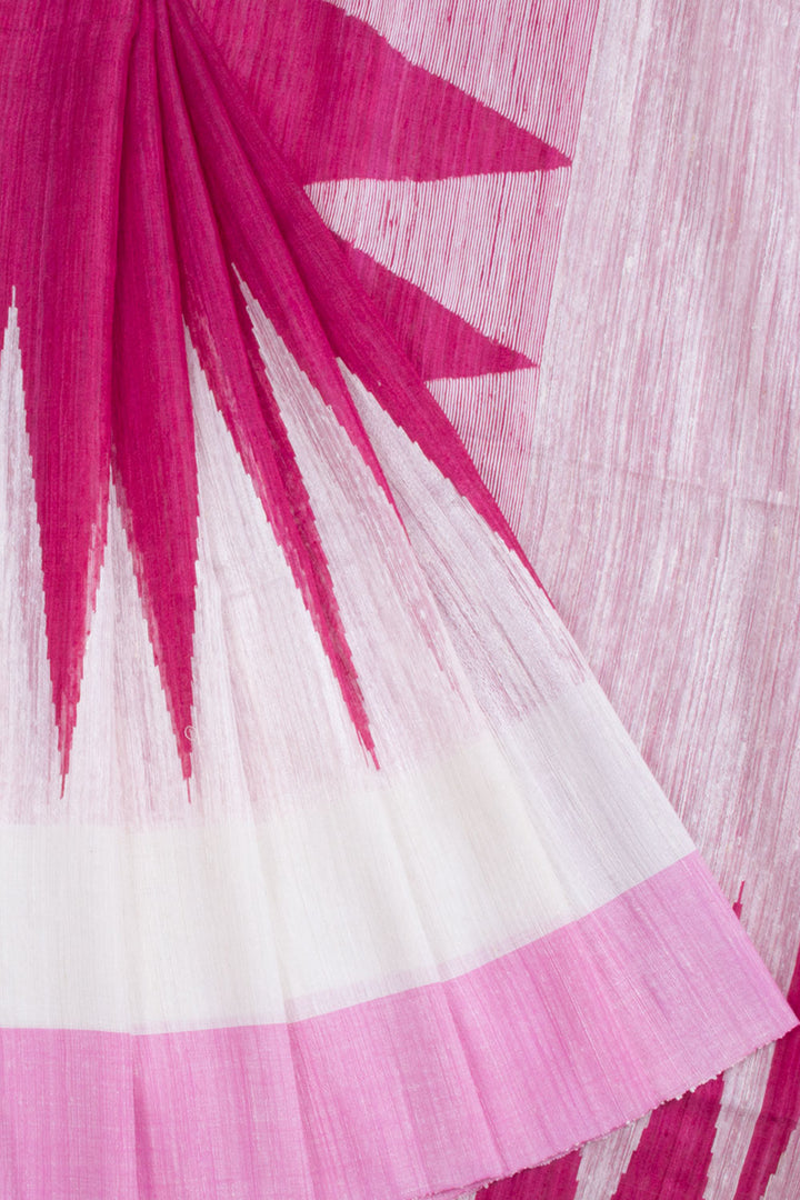 Pink Handloom Matka Silk Saree with Jamdani Temple Border 10061861