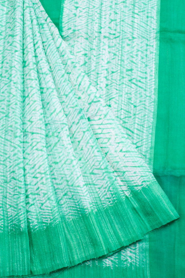 Green Handloom Shibori Dyed Matka Silk Saree 10061865