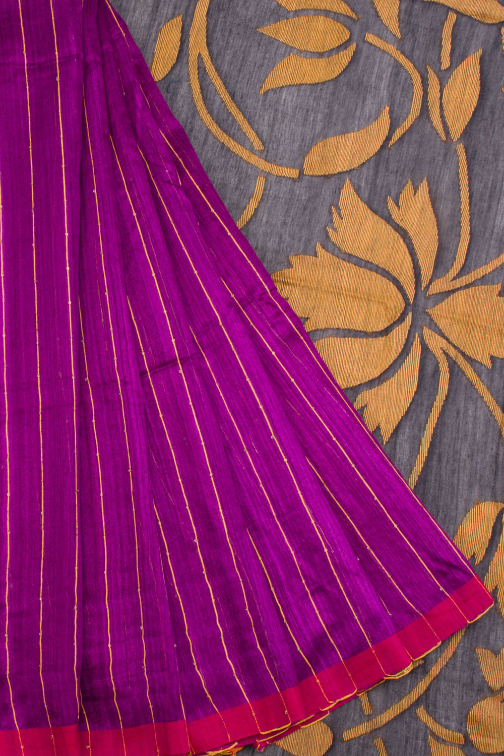 Purple Handloom Matka Silk Saree with Jamdani Pallu 10061866
