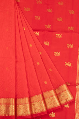 Red Handloom Maheshwari Silk Cotton Saree - Avishya