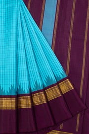 Ananda Blue Pure Zari Korvai Kanjivaram Silk Saree 10062484
