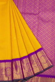 Mango Yellow Pure Zari Korvai Kanjivaram Silk Saree 10062496