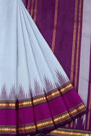 Mist Grey Pure Zari Korvai Kanjivaram Silk Saree 10062500