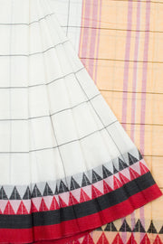 White Handloom Dhaniakhali Cotton Saree 10062564