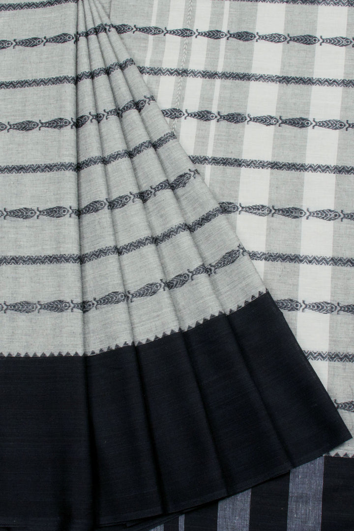 Grey Handloom Dhaniakhali Cotton Saree 10062601