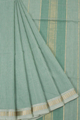 Mint Green Handloom Maheswari Silk Cotton Saree 10062607