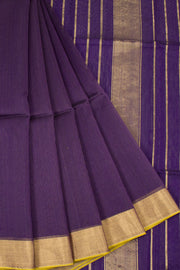 Plum Purple Handloom Maheswari Silk Cotton Saree 10062610