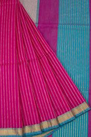 Dark Fuschia Pink Handwoven Maheshwari Silk Cotton Saree 10062611