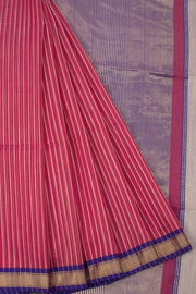Hibiscus Pink Handloom Maheswari Silk Cotton Saree 10062614