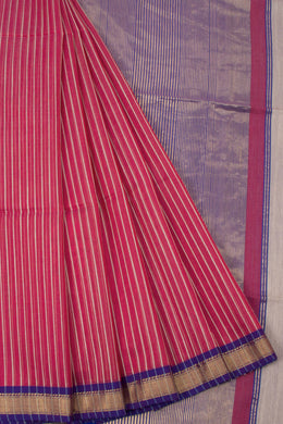 Hibiscus Pink Handloom Maheswari Silk Cotton Saree 10062614