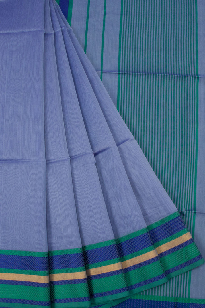 Stone Blue Handloom Maheswari Silk Cotton Saree 10062623