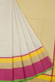 Off White Handloom Maheshwari Silk Cotton Saree 10062625