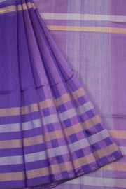 Daisy Bush Purple Handloom Maheswari Silk Cotton Saree 10062626
