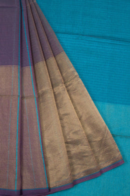 Old Lavender Purple Handloom Maheswari Silk Cotton Saree 10062628