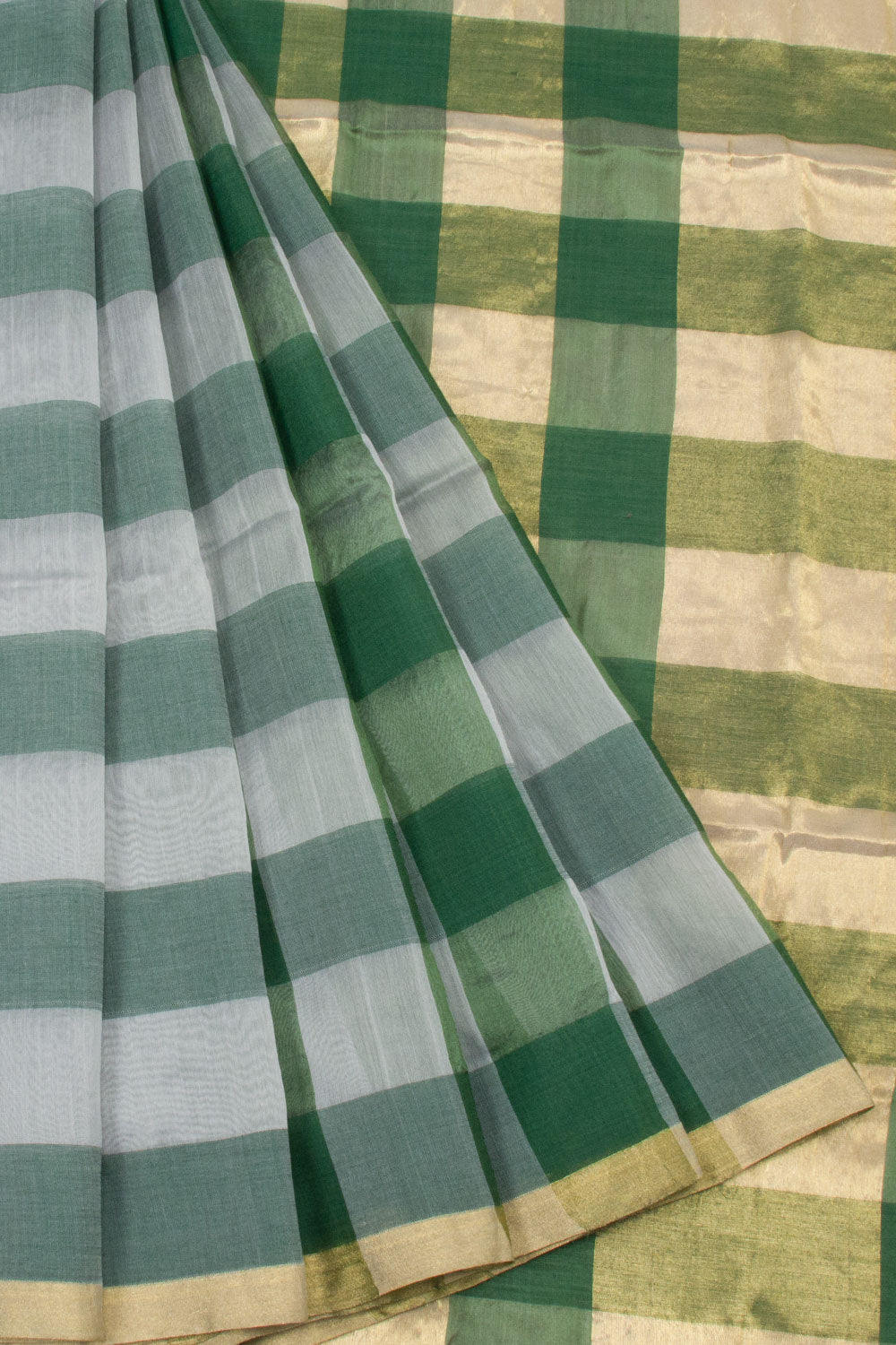 Green Handloom Maheswari Silk Cotton Saree 10062633