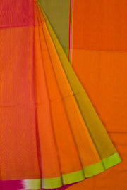 Orange Handloom Maheswari Silk Cotton Saree 10062634