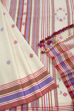 Off White Handloom Bhujodi Kala Cotton Saree 10062740