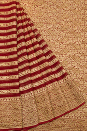 Old Brick Red Handloom Khaddi Banarasi Chiffon Saree 10062766