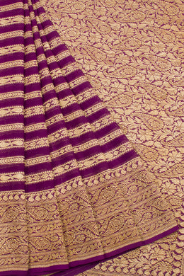 Deep Violet Handloom Khaddi Banarasi Chiffon Saree 10062767