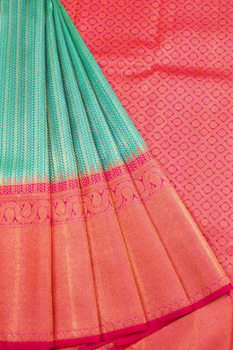 Teal Green Pure Zari Kanjivaram Silk Saree 10062789