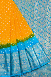 Mango Yellow Kanjivaram Pure Silk Bandhani Saree 10062801