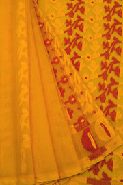 Golden Yellow Handloom Jamdani Style Cotton Saree 10062819