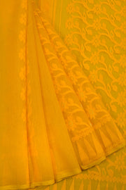 Yellow Ochre Handloom Jamdani Style Cotton Saree 10062821