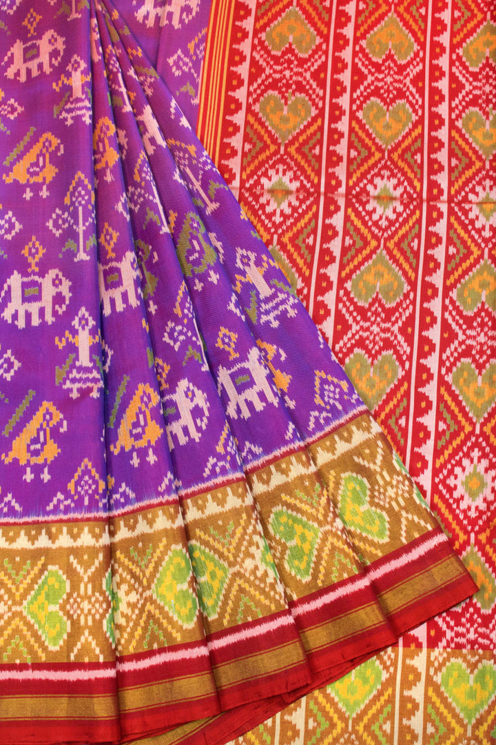 Velvet Purple Handloom Patola Ikat Silk Saree 10062900