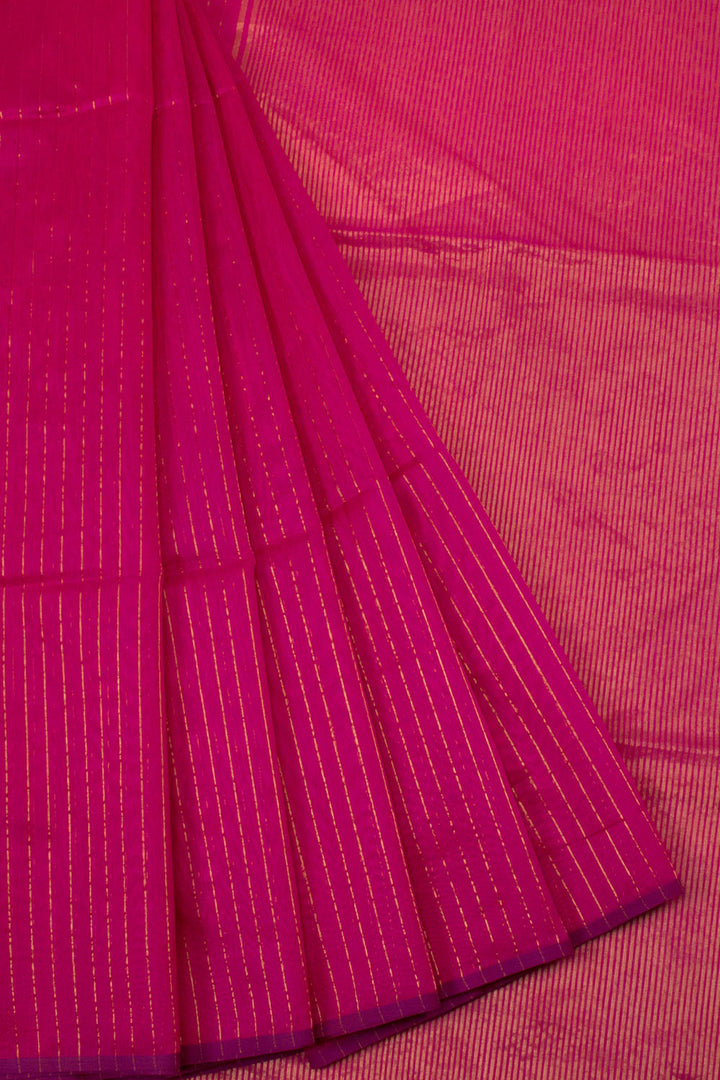 Cherry Pink Handloom Maheswari Silk Cotton Saree 10062921