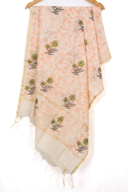 White Handloom Maheshwari Silk Cotton Dupatta