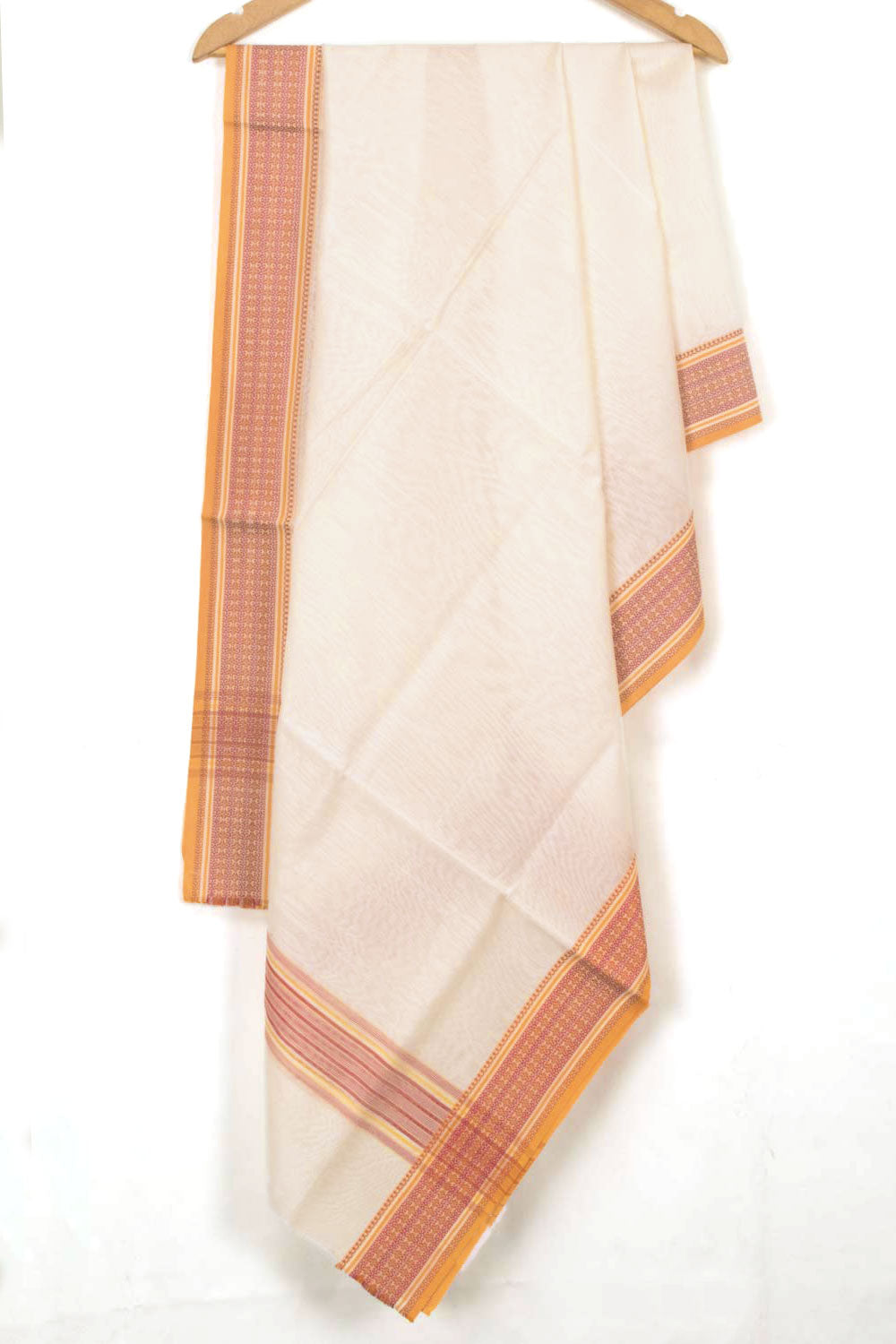 White Handloom Maheshwari Silk Cotton Dupatta 10062944
