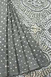 Grey Handcrafted Bandhani Cotton Saree 10062987
