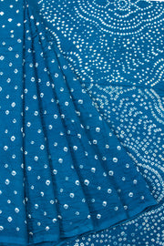 Azure Blue Handcrafted Bandhani Cotton Saree 10062988