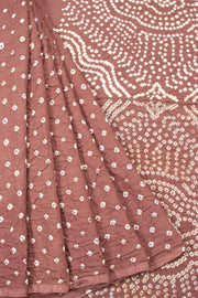 Dusky Rose Handcrafted Bandhani Cotton Saree 10062994