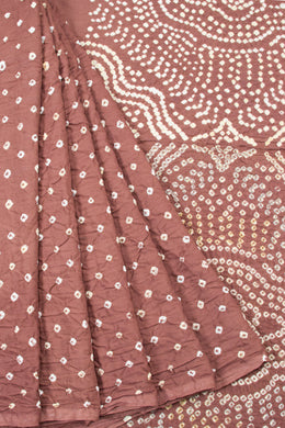 Dusky Rose Handcrafted Bandhani Cotton Saree 10062994
