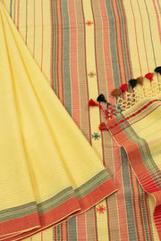 Goldenrod Yellow Handloom Bhujodi Cotton Saree 10063038