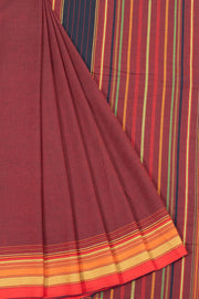 Maroon Handloom Bhujodi Cotton Saree 10063039