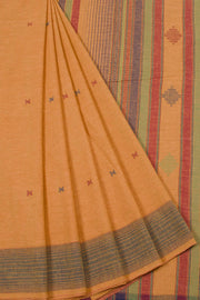 Dark Peach Orange Handloom Bhujodi Kala Cotton Saree 10063040