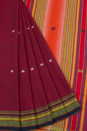 Maroon Handloom Bhujodi Kala Cotton Saree 10063042