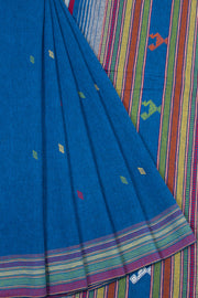 Medium Teal Blue Handloom Bhujodi Kala Cotton Saree 10063047