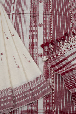 Offwhite Handloom Bhujodi Kala Cotton Saree 10063048