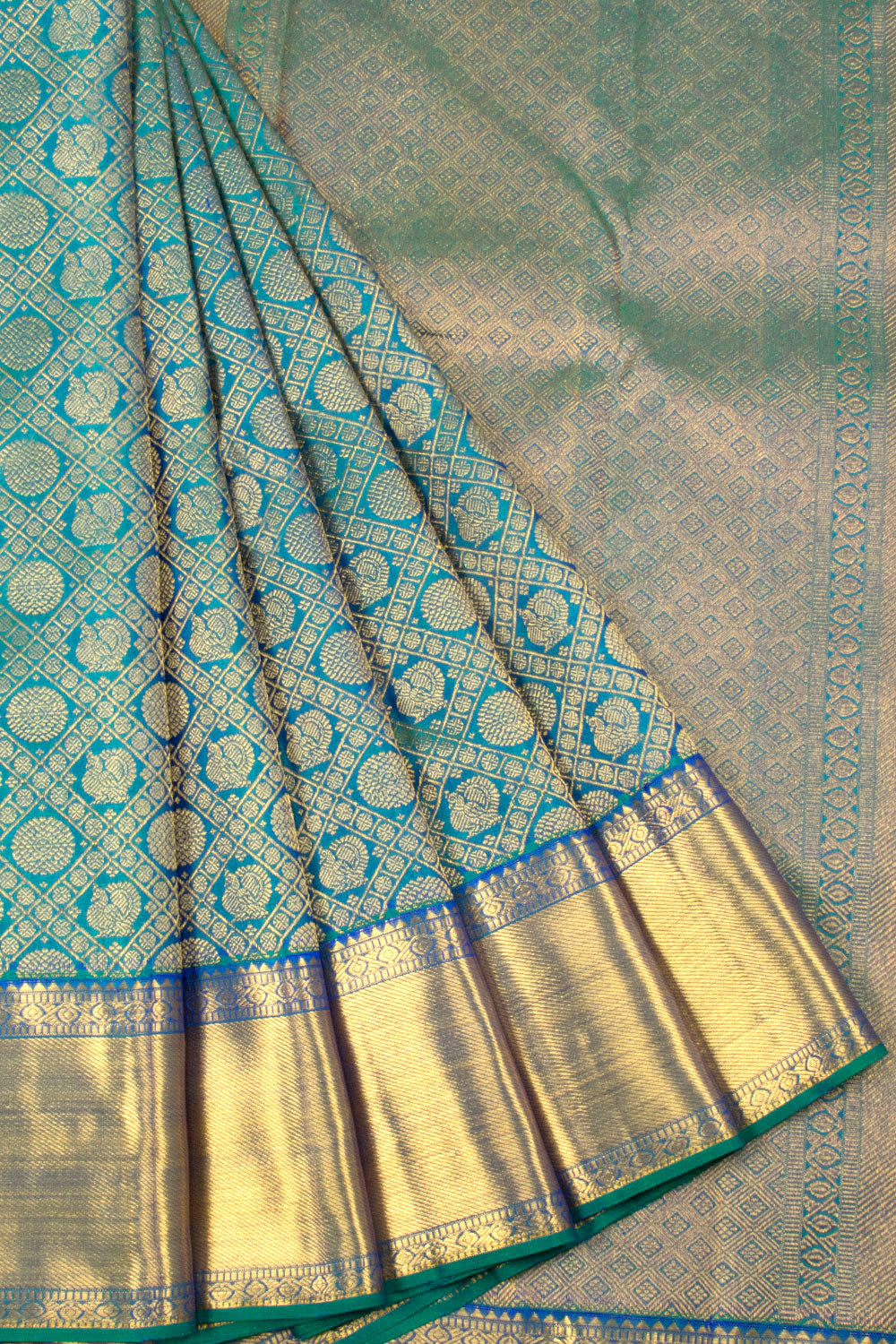 Bondi Blue Pure Zari Kanjivaram Silk Saree10063050