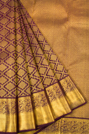 Burgundy Pure Zari Bridal Kanjivaram Silk Saree 10063053