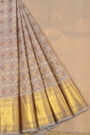 Grey Dual Tone Pure Zari Bridal Kanjivaram Silk Saree 10063063