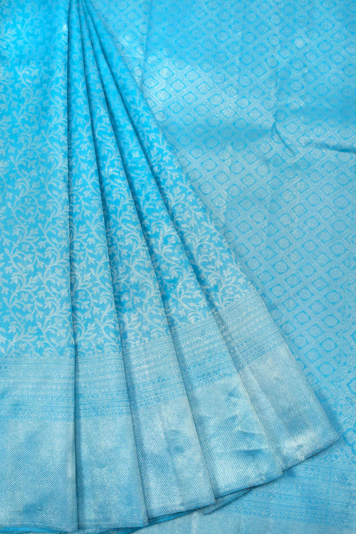 Bright Sky Blue Pure Zari Kanjivaram Silk Saree 10063070